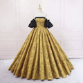 Fashion retro style slim golden bride dress vintage ball gown s04