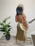 Elegant Spaghetti Straps Prom Dress Backless Formal Gown Sexy Evening Dress Y410