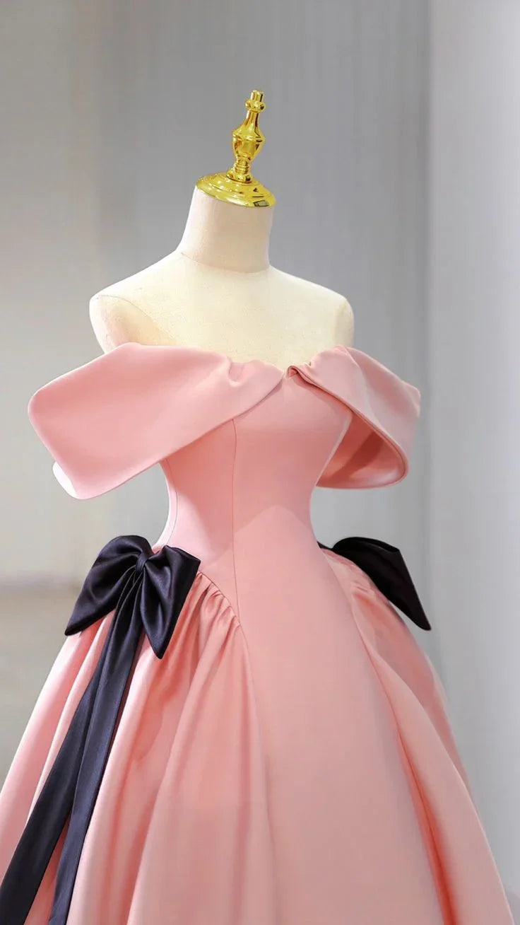 Pink Satin Long Prom Dress Pink Formal Evening Dresses Y4974