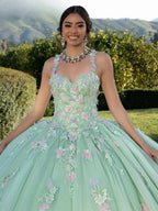 Ethereal Mint Green Sweetheart Quinceañera Dress Delicate Pastel Floral Applique Glimmering Ballgown Vestidos De 15 Quinceañera