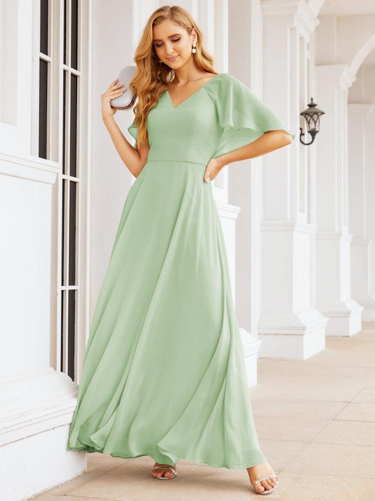 Bridesmaid Dresses for Wedding Formal Evening Party Prom Gown with Cape 28050