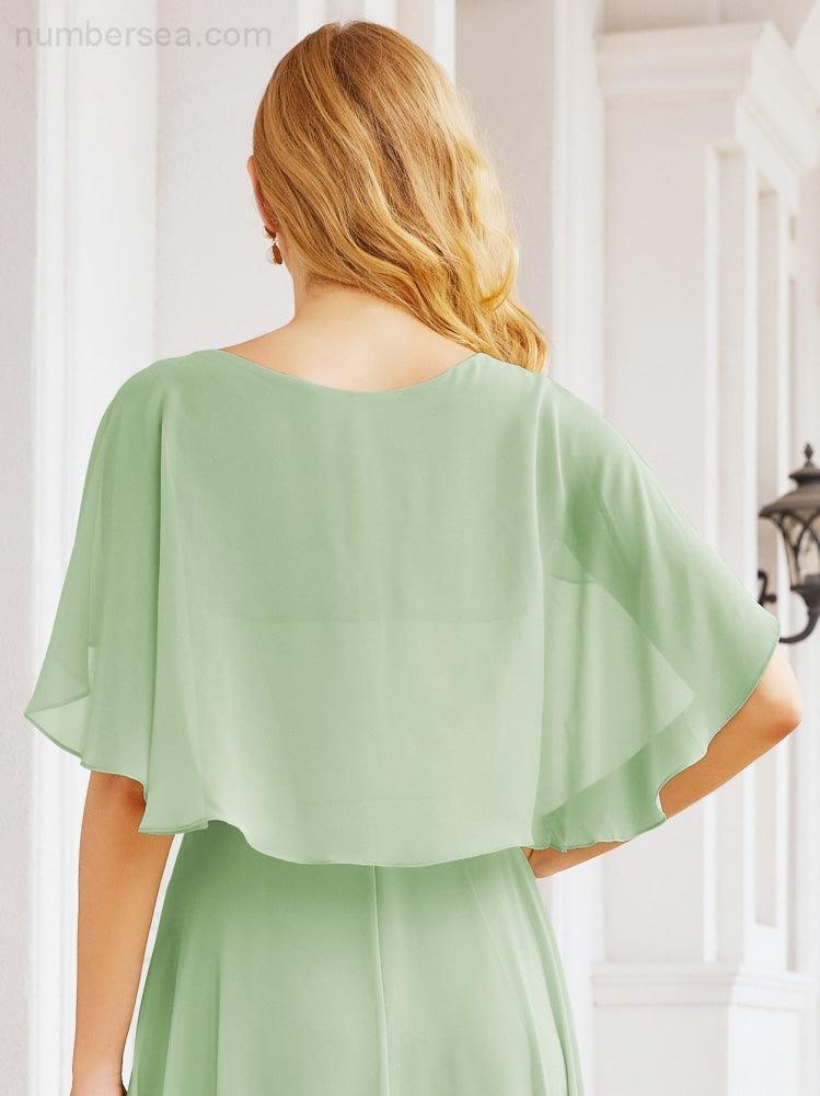 Bridesmaid Dresses for Wedding Formal Evening Party Prom Gown with Cape 28050