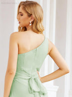 One Shoulder Bridesmaid Dresses Long Formal Prom Gowns 28048