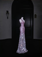 Gorgeous Pink V Neck Sequins Long Prom Dress Evening Dress Y8688