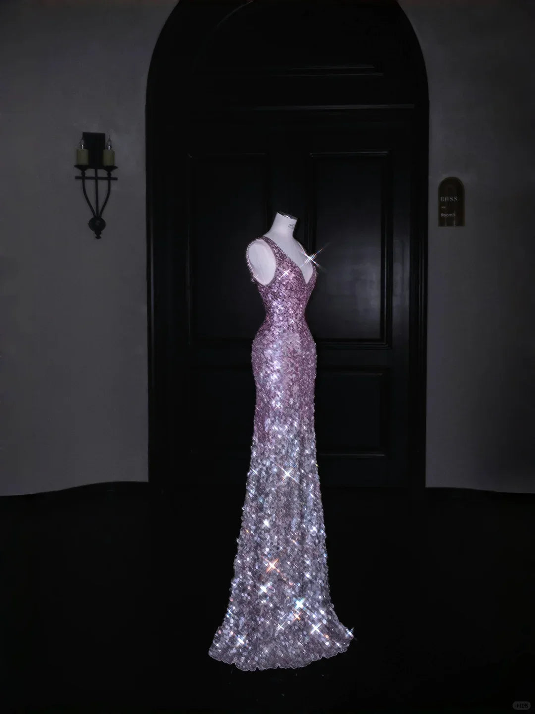 Gorgeous Pink V Neck Sequins Long Prom Dress Evening Dress Y8688