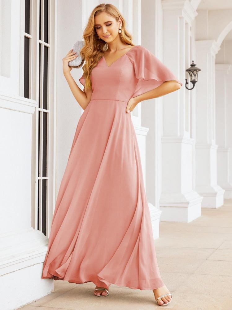 Bridesmaid Dresses for Wedding Formal Evening Party Prom Gown with Cape 28050