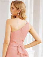 One Shoulder Bridesmaid Dresses Long Formal Prom Gowns 28048