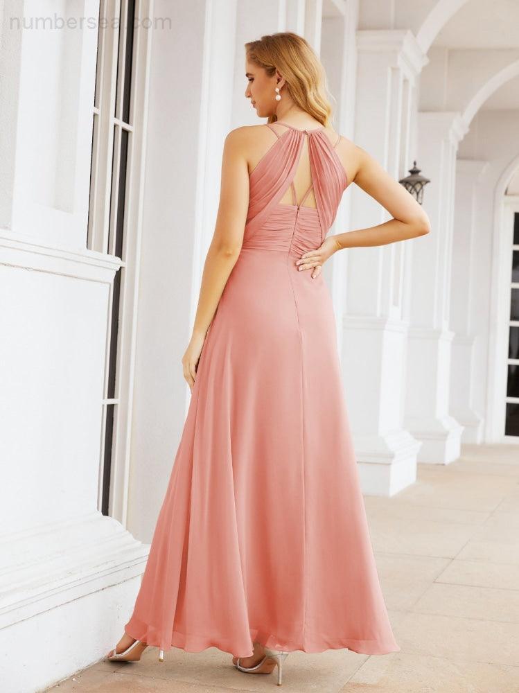 Double Spaghetti Straps Bridesmaid Dresses for Women Long Formal Party Dress Side Split 28051