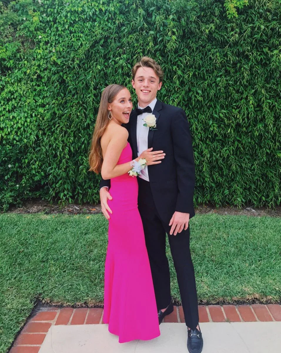 Elegant Strapless Mermaid Prom Dress Pure Color Evening Gown Y5709