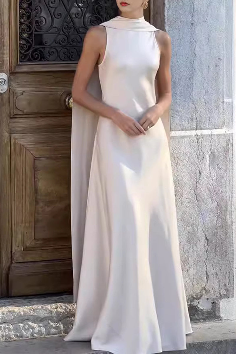 Celebrities Elegant Solid Patchwork O Neck Evening Dress