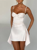 Irregular Strap Mini Dress