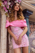 Off-Shoulder Slim Fit Pink Prom Dress