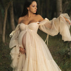 Pleated tulle pregnant women's dress, pregnant women's photography props dress baby shower dress