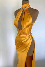 Unique Sexy Prom Dress Yellow Evening Dress Y6609