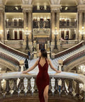 Sexy V Neck Burgundy Prom Dress With Split Sexy Evening Gown Y6361