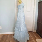 Elegant Ice Blue Sequins Beaded Ball Gown,Tulle Layered A Line Prom Dress Y7931