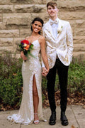 Elegant Sequins Long Prom Dress Formal Evening Dresses with Lace Appliques Y1768