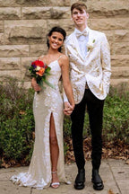 Elegant Sequins Long Prom Dress Formal Evening Dresses with Lace Appliques Y1768