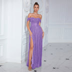 Evening Dress Ladies Party Sexy High Open Sequined Cocktail Dress Nightclub Off The Shoulder Dress