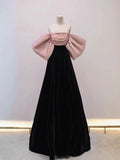 Pretty Off The Shoulder Velvet Satin Long Prom Dress Evening Dress Y7611