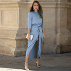 Evening Dress High Grade Satin Dress Elegant Women Clothing Lace up Dress
