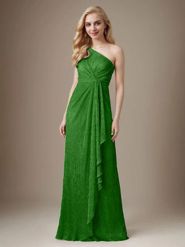 Ruby Sheath One Shoulder Metallic Mesh Dress Mother of the Bride Dress