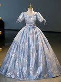 Elegant Blue Print Ball Gown A Line Quinceanera Dress Y7678