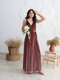 Velvet V Neck Bridesmaid Dress Long Women's Prom Formal Party Gown with Slit