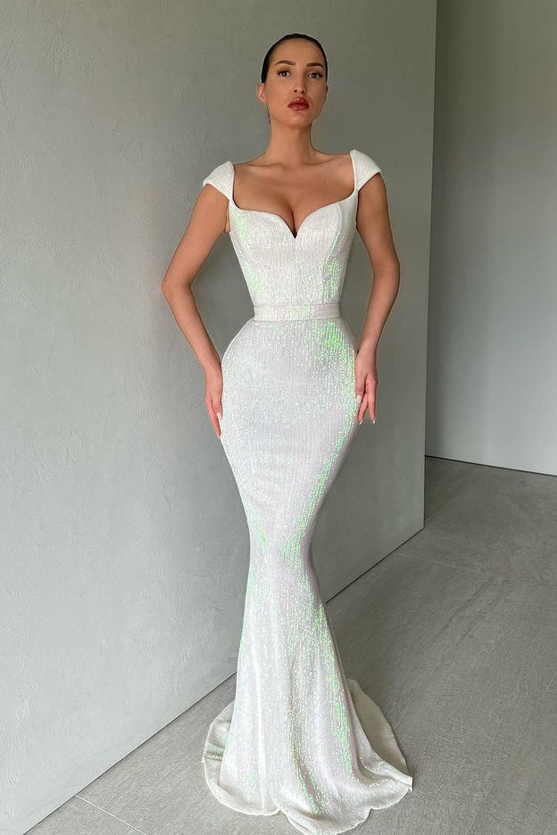Mermaid Off The Shoulder Sweetheart Long Prom Dress with Sequins