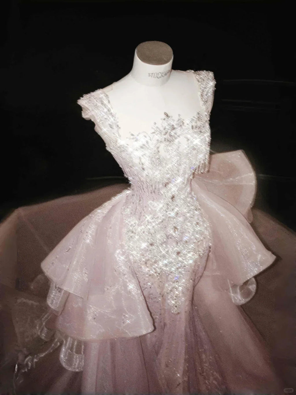 Glamorous Lavender Tulle Beaded Mermaid Prom Dress Formal Evening Dress Y8669