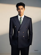 Double Breasted Pinstripe Wool Suit For Formal Groom And Business