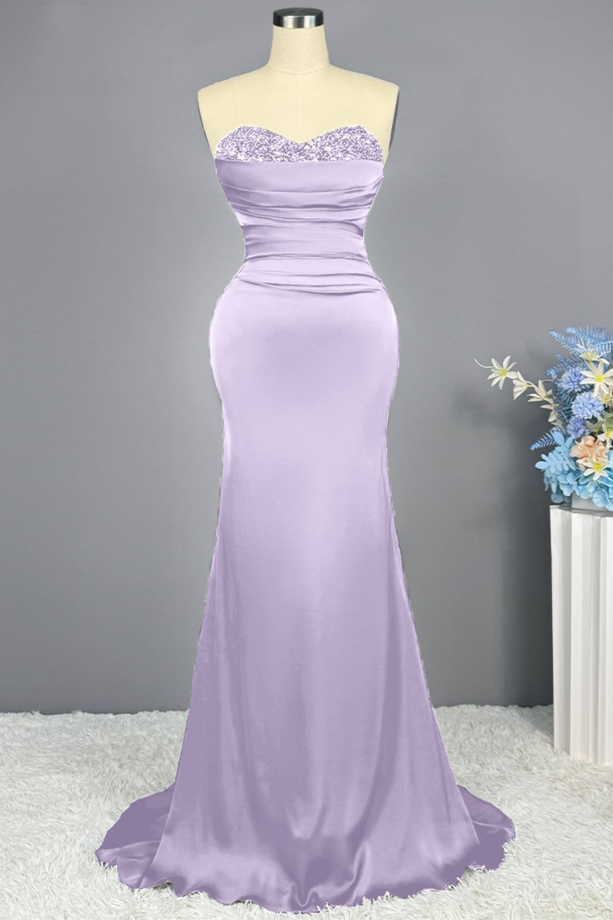 Sleeveless Mermaid Long Prom Gown with Sequined Sweetheart