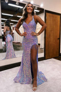 Sexy Sleeveless Slit Front Spaghetti Straps Prom Dress
