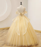 Yellow Ball Gown Beaded Sweet 16 Dress, Yellow Long Formal Dress Y4045