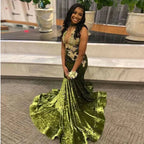 African Prom Dress For Black Girl Velvet Appliques Deep V Neck Sexy Mermaid Graduation Party Evening Dress Y6345