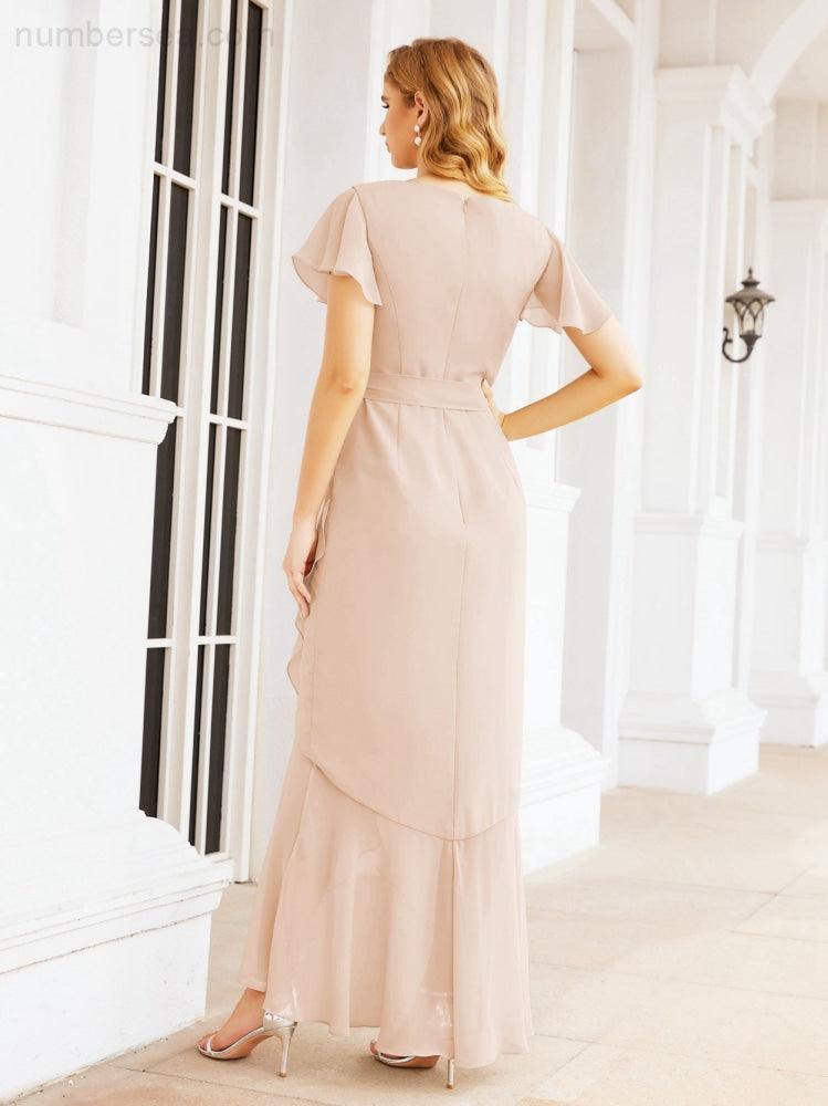 Ruffled Bridesmaid Dresses Mermaid Formal Violin Evening Party Prom Gowns 28042