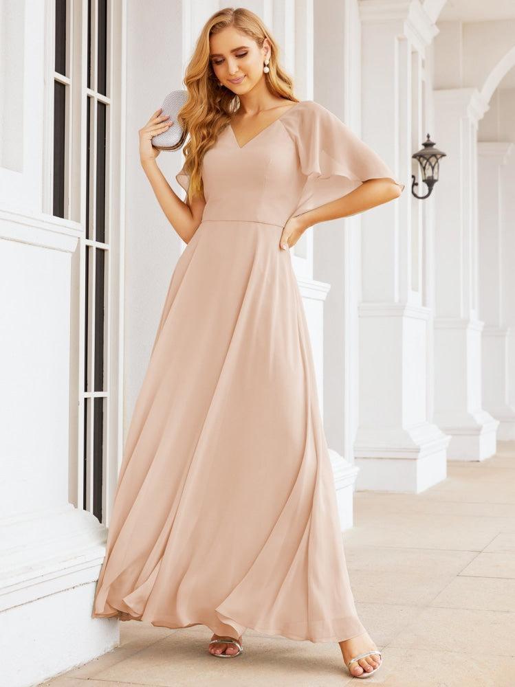 Bridesmaid Dresses for Wedding Formal Evening Party Prom Gown with Cape 28050
