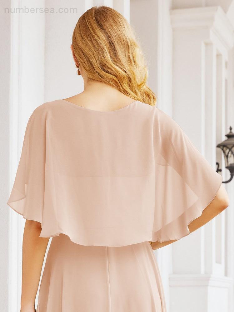 Bridesmaid Dresses for Wedding Formal Evening Party Prom Gown with Cape 28050