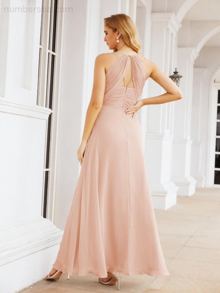 Double Spaghetti Straps Bridesmaid Dresses for Women Long Formal Party Dress Side Split 28051