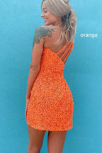 Sheath One Shoulder Sequins Homecoming Dress