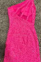 Sheath One Shoulder Sequins Homecoming Dress
