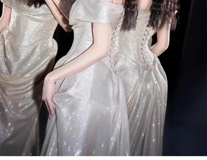 Shiny Off The Shoulder Mermaid Prom Dress Long Evening Dress Y8185