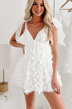 Blooming Love Floral Applique Tulle Organza Mini Dress