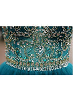 Green Beaded Tulle Scoop Neckline A Line Homecoming Dresses for Girls