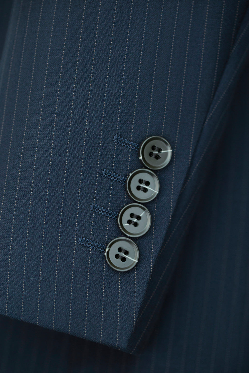 Double Breasted Pinstripe Navy Wool Suit Tailored For Groom And Business