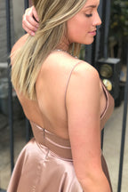 A-line Spaghetti Straps Satin Homecoming Dress