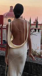 Sexy Backless Satin Sheath Prom Dress Long Evening Dress Y8280
