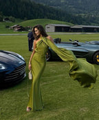 Fashion Green Backless Party Dress Sexy Long Prom Dress Evening Gown Y7496