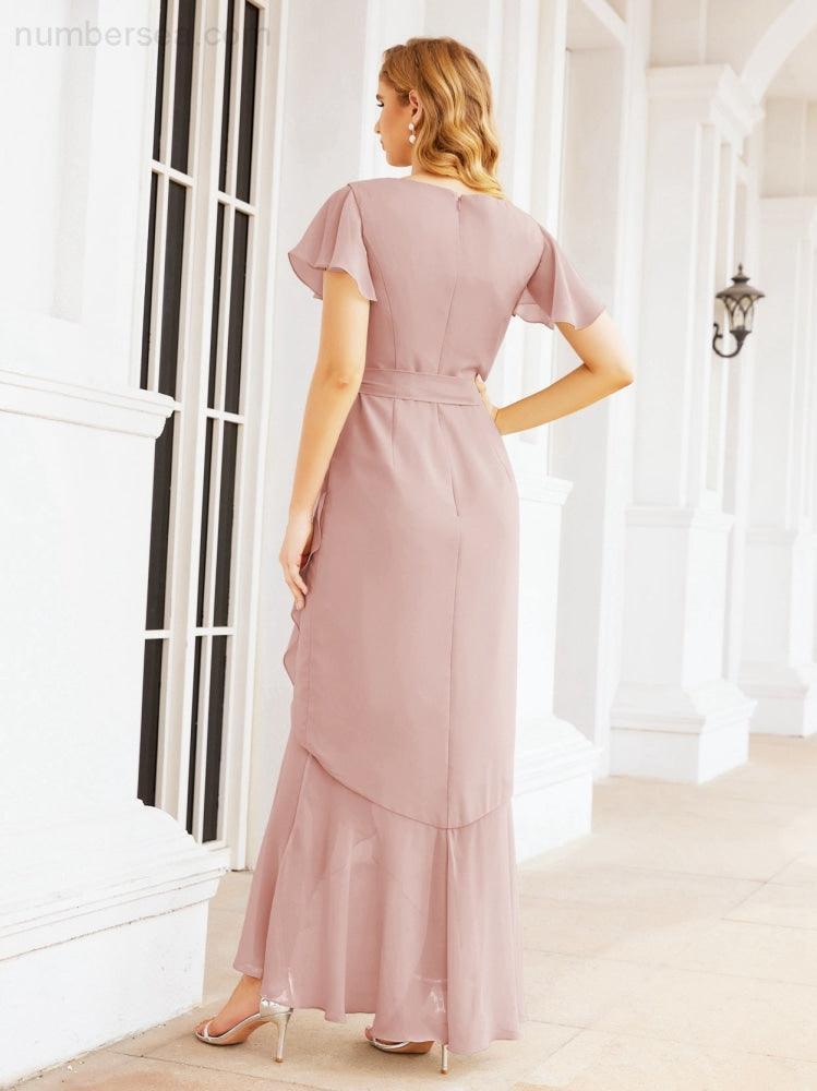 Ruffled Bridesmaid Dresses Mermaid Formal Violin Evening Party Prom Gowns 28042