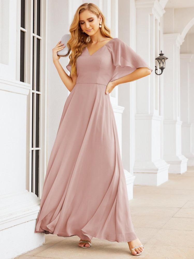 Bridesmaid Dresses for Wedding Formal Evening Party Prom Gown with Cape 28050